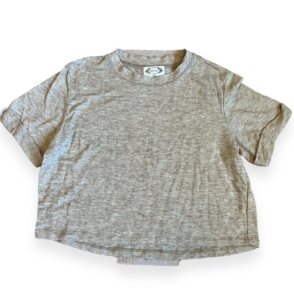 Mia Joy Joyfolie Tee Tan Marled Short Sleeves Girls 10